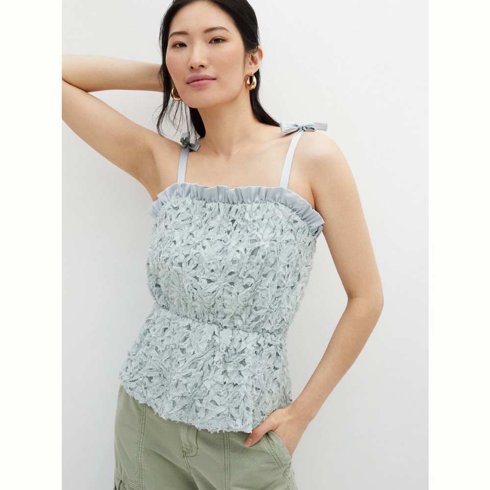 Elegant Light Blue Ruffle Top